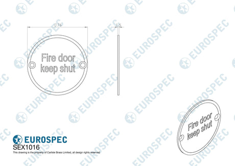 Eurospec Door Furniture Antique Brass / Signs Eurospec - Signage Fire Door - Keep Shut - Antique Brass