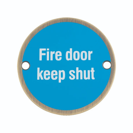 Eurospec Door Furniture Antique Brass / Signs Eurospec - Signage Fire Door - Keep Shut - Antique Brass
