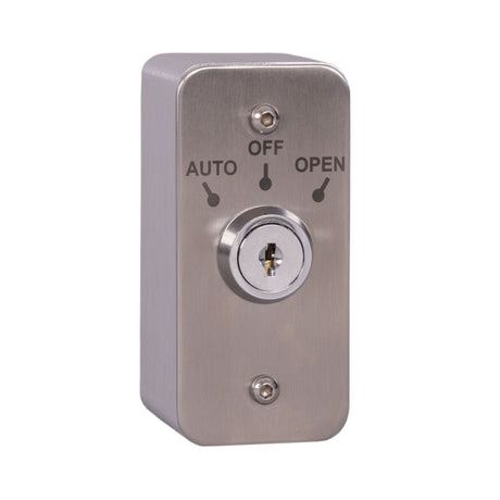 High quality image of the Zoo Hardware - Architrave Stainless Steel Auto/On/Off Latching Key Switch with Aluminium Extrusion | Sku. ext-ap-ks-3 | available to order from Trade Door Handles in Kendal.