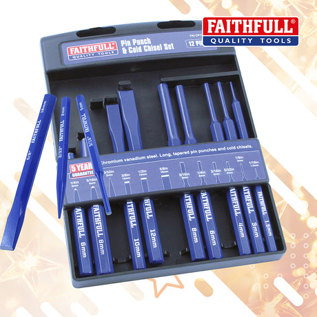 Faithfull 12 Piece Punch & Chisel Set in Case