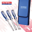 Faithfull 3 Piece Wood Chisel Set in Wallet - 13, 19 & 25mm