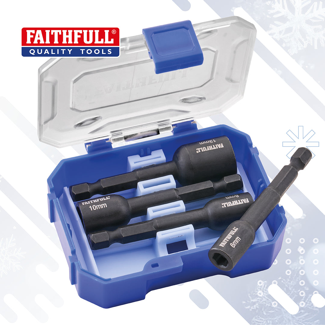 Faithfull 4 Piece Impact Nut Driver Set - 6, 8, 10 & 13mm