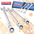 Faithfull 6 Piece Flexi Ratchet Combination Spanner Set with Tool Roll 8-19mm