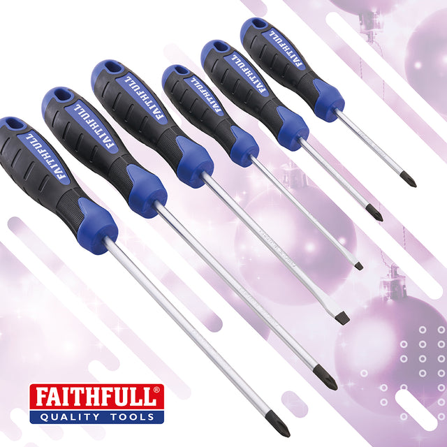 Faithfull 6 Piece Soft Grip Screwdriver Set - PZ, PH & Slotted