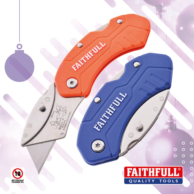 Faithfull Hi-Vis Folding Utility Knife with Blade Lock