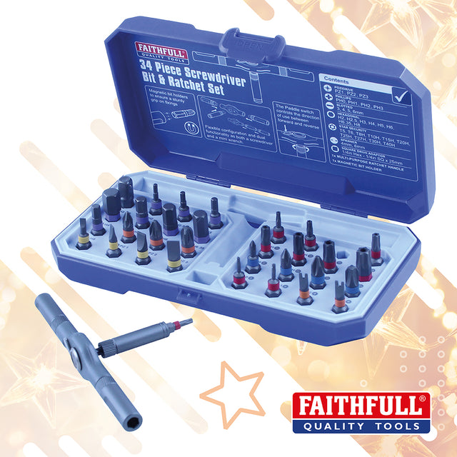 Faithfull Multi-Palm Ratchet Screwdriver & Precision Bit Set