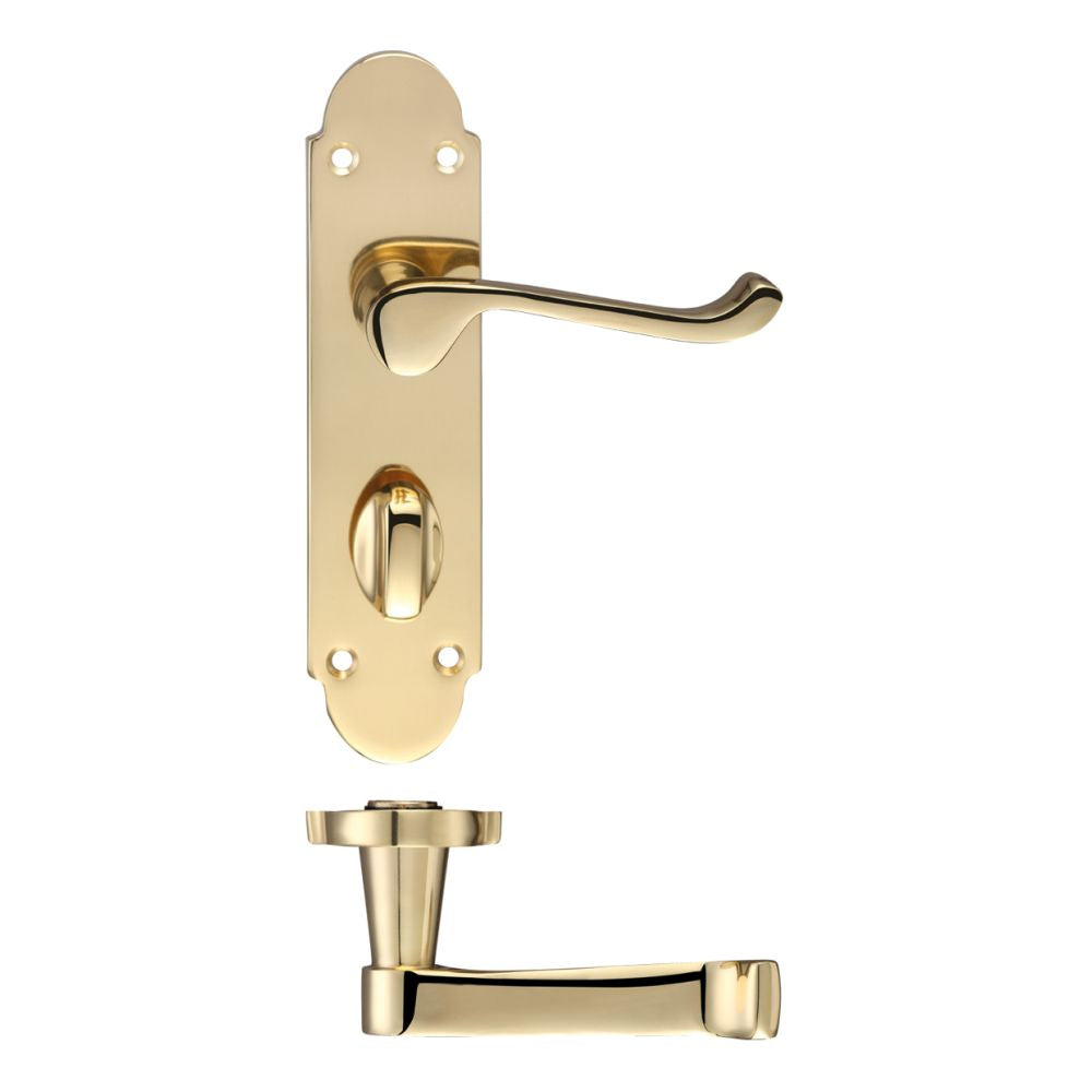 High quality image of the Fulton & Bray - Oxford Lever Bathroom (57mm c/c) Furniture 170 x 42mm - Polished Brass | Sku. fb013 | available to order from Trade Door Handles.