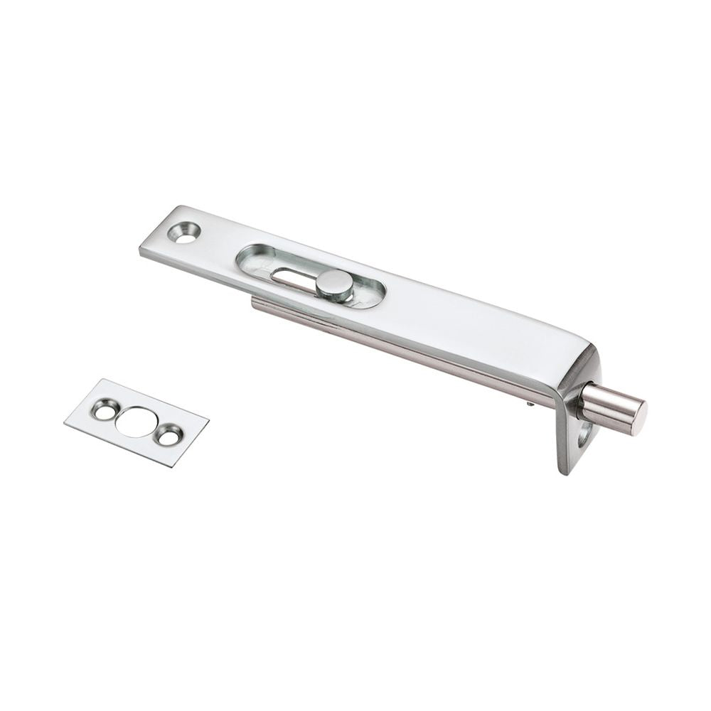 High quality image of the Fulton & Bray - Sunk Slide Flush Bolt 17 x 100mm - Polished Chrome | Sku. fb01cp | available to order from Trade Door Handles.