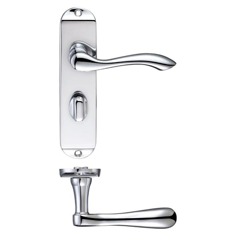 High quality image of the Fulton & Bray - Arundel Lever Bathroom (57mm c/c) Furniture - Short Plate 175 x 42mm - Polished Chrome | Sku. fb023cp | available to order from Trade Door Handles.