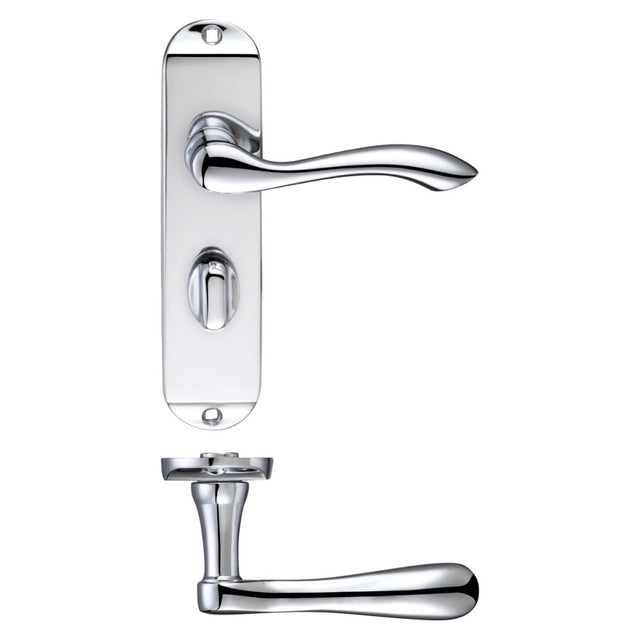 High quality image of the Fulton & Bray - Arundel Lever Bathroom (57mm c/c) Furniture - Short Plate 175 x 42mm - Polished Chrome | Sku. fb023cp | available to order from Trade Door Handles.
