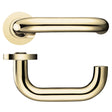 High quality image of the Fulton & Bray - 19mm Return to Door Lever on Round Rose - Polished Brass | Sku. fb030 | available to order from Trade Door Handles.