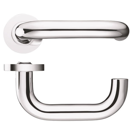 High quality image of the Fulton & Bray - 19mm Return to Door Lever on Round Rose - Polished Chrome | Sku. fb030cp | available to order from Trade Door Handles.