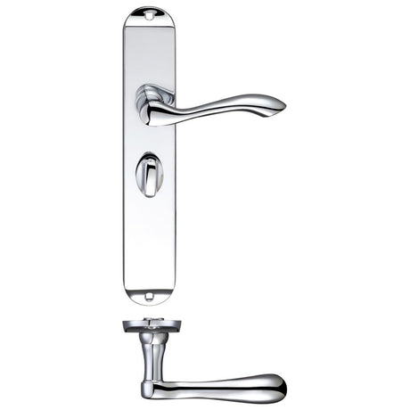 High quality image of the Fulton & Bray - Arundel Lever Bathroom (57mm c/c) Furniture - Long Plate 245 x 42mm - Polished Chrome | Sku. fb033cp | available to order from Trade Door Handles.