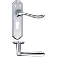 High quality image of the Fulton & Bray - Lincoln Lever Euro Lock (47.5mm c/c) Furniture 180 x 48mm - Satin Chrome/Polished Chrome | Sku. fb041epsccp | available to order from Trade Door Handles.