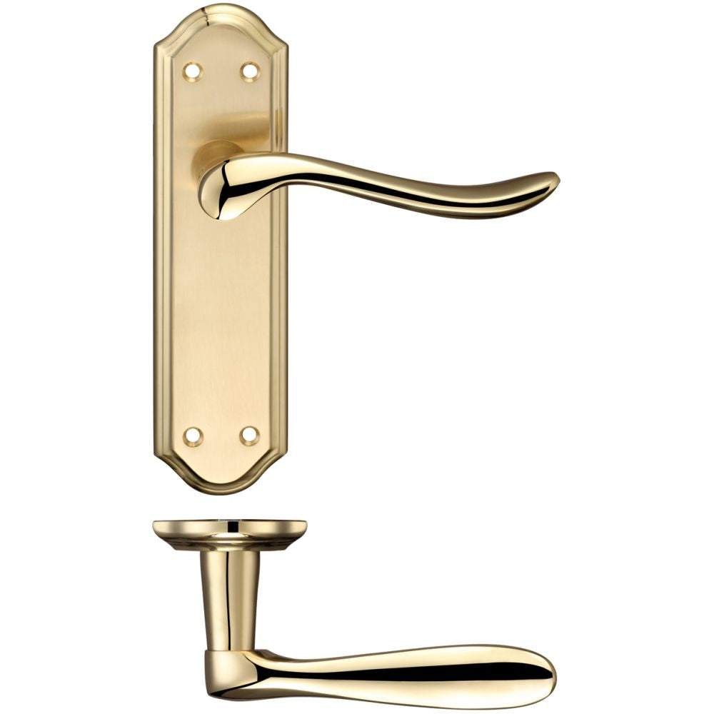High quality image of the Fulton & Bray - Lincoln Lever Latch Furniture 180 x 48mm - Satin Chrome/Polished Chrome | Sku. fb042sbpb | available to order from Trade Door Handles.