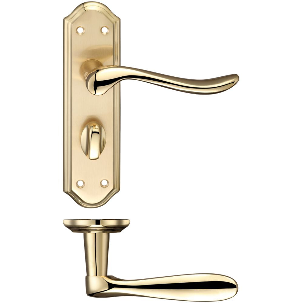 High quality image of the Fulton & Bray - Lincoln Lever Bathroom (57mm c/c) Furniture 180 x 48mm - Satin Chrome/Polished Chrome | Sku. fb043sbpb | available to order from Trade Door Handles.