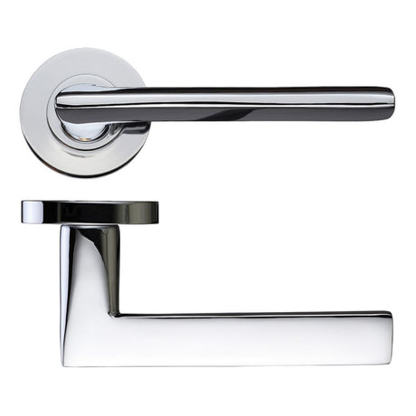 High quality image of the Fulton & Bray - Vitorria Lever on Round Rose - Polished Chrome | Sku. fb070cp | available to order from Trade Door Handles.