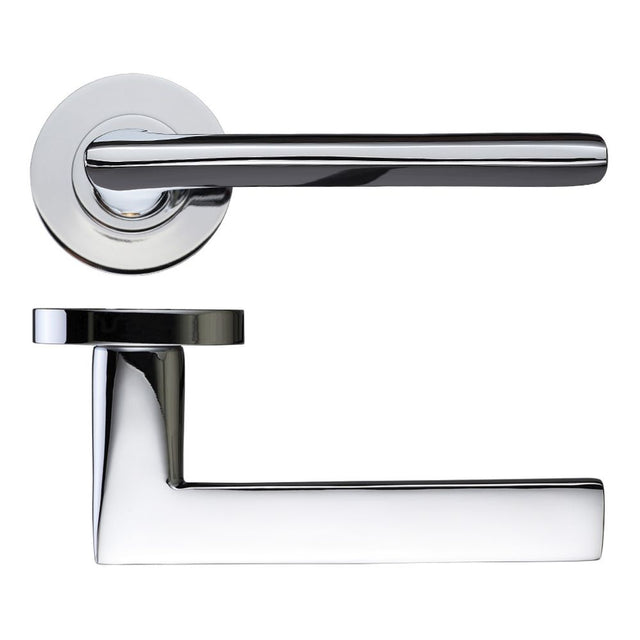 High quality image of the Fulton & Bray - Vitorria Lever on Round Rose - Polished Chrome | Sku. fb070cp | available to order from Trade Door Handles.