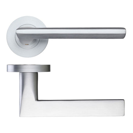High quality image of the Fulton & Bray - Vitorria Lever on Round Rose - Satin Chrome | Sku. fb070sc | available to order from Trade Door Handles.