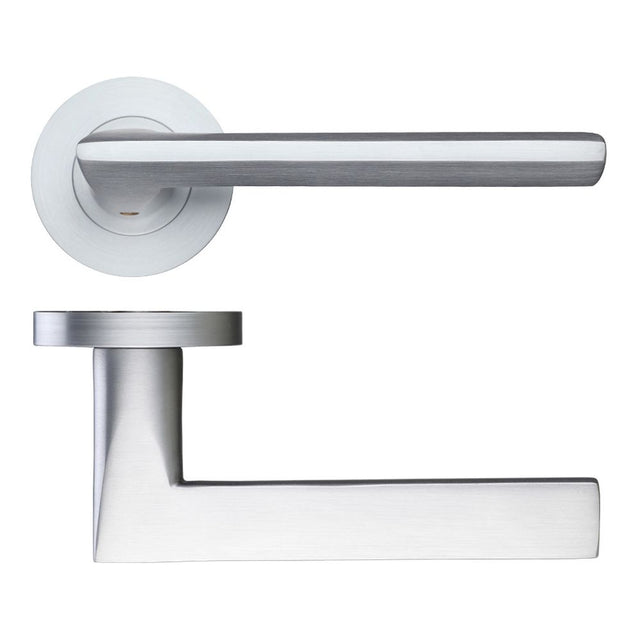 High quality image of the Fulton & Bray - Vitorria Lever on Round Rose - Satin Chrome | Sku. fb070sc | available to order from Trade Door Handles.