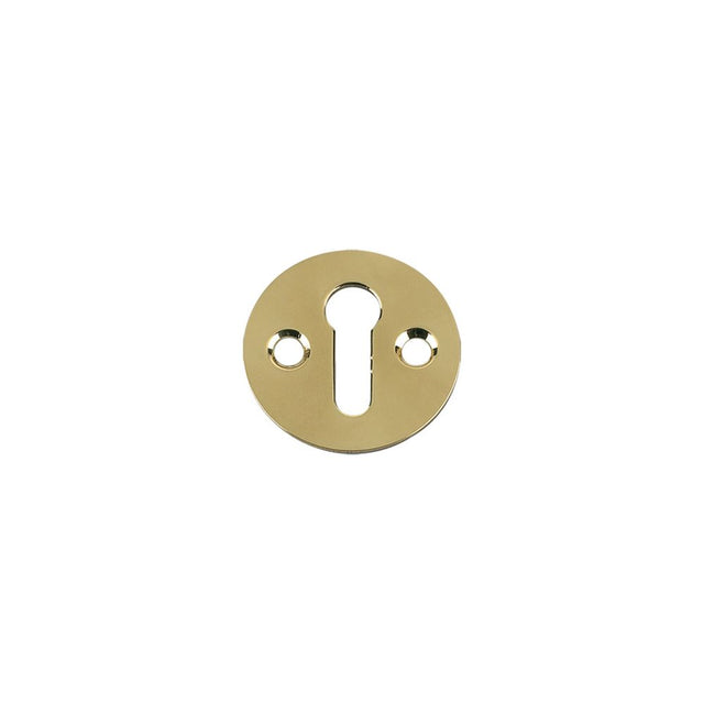 High quality image of the Fulton & Bray - Std. Key Profile Victorian Escutcheon 32mm dia. - Polished Brass | Sku. fb10 | available to order from Trade Door Handles.