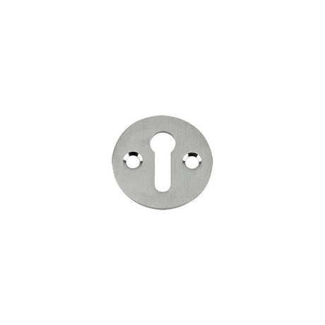 High quality image of the Fulton & Bray - Std. Key Profile Victorian Escutcheon 32mm dia. - Satin Chrome | Sku. fb10sc | available to order from Trade Door Handles.