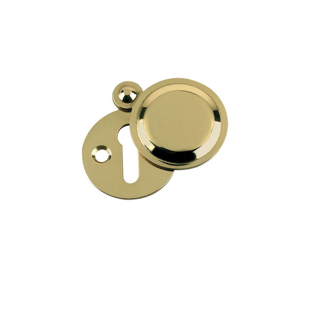 High quality image of the Fulton & Bray - Std. Key Profile Victorian Covered Escutcheon 32mm dia. - Polished Brass | Sku. fb11 | available to order from Trade Door Handles.