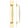 High quality image of the Fulton & Bray - Cast Brass Pull Handle with Backplate - 425 x 60mm - Polished Brass | Sku. fb112b | available to order from Trade Door Handles.