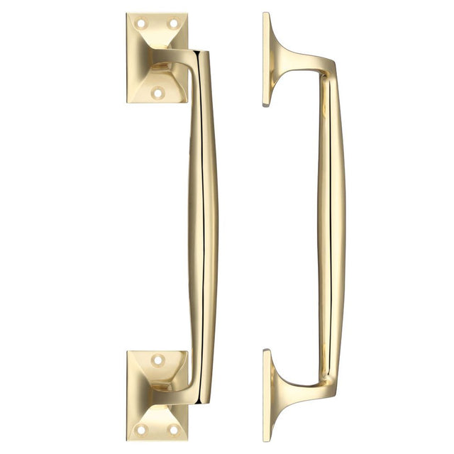 High quality image of the Fulton & Bray - Cast Brass Pull Handle - 250mm - Polished Brass | Sku. fb113 | available to order from Trade Door Handles.