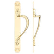 High quality image of the Fulton & Bray - Cast Brass Pull Handle with Art Nouveau Backplate - Right Handed - 377 x 42mm - Polished Brass | Sku. fb114r | available to order from Trade Door Handles.