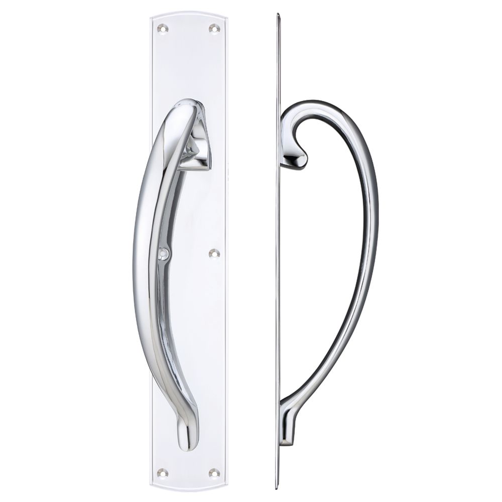 High quality image of the Fulton & Bray - Cast Brass Large Pull Handle with Backplate - Left Handed - 457 x 76mm - Polished Chrome | Sku. fb118lcp | available to order from Trade Door Handles.
