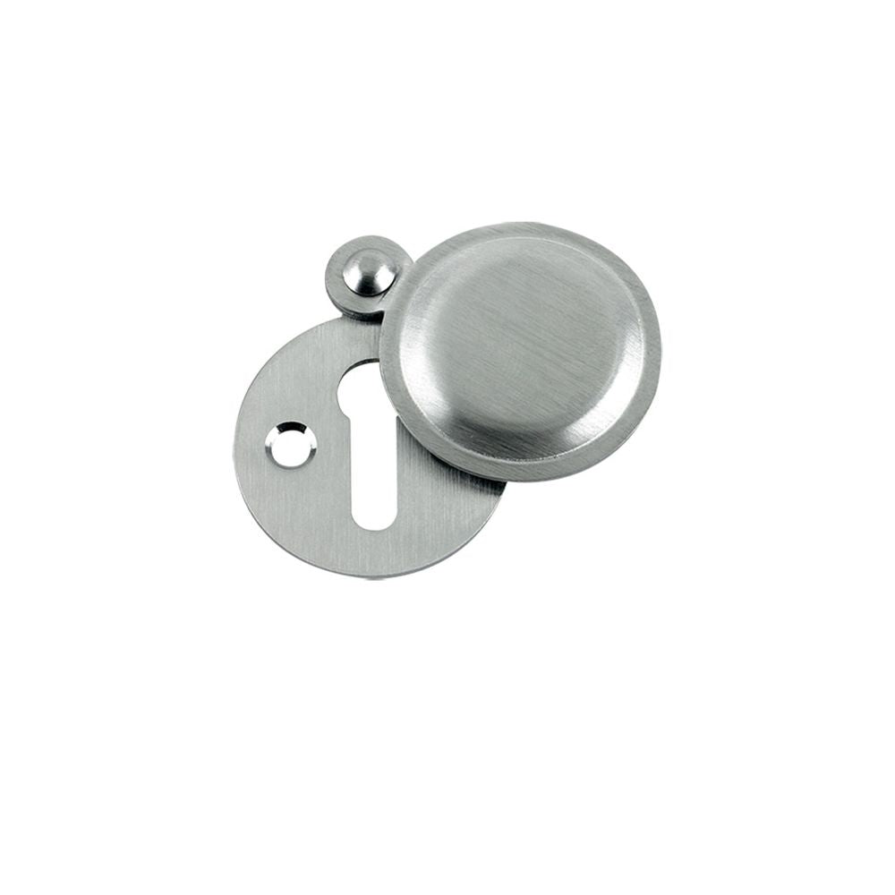 High quality image of the Fulton & Bray - Std. Key Profile Victorian Covered Escutcheon 32mm dia. - Satin Chrome | Sku. fb11sc | available to order from Trade Door Handles.