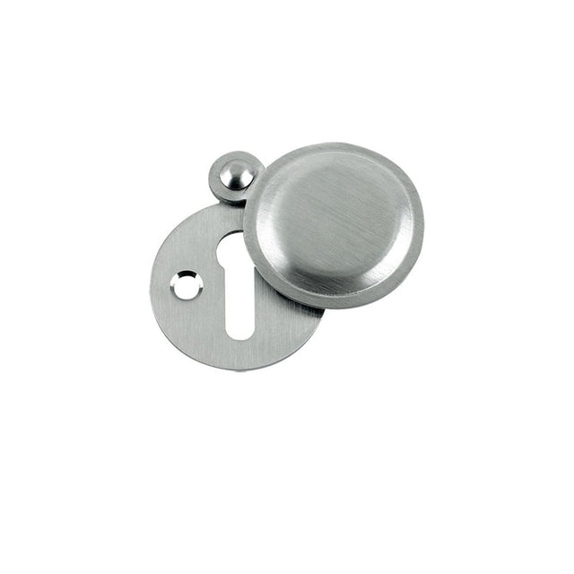 High quality image of the Fulton & Bray - Std. Key Profile Victorian Covered Escutcheon 32mm dia. - Satin Chrome | Sku. fb11sc | available to order from Trade Door Handles.