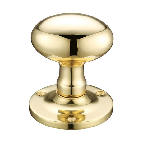 High quality image of the Fulton & Bray - Oval Mortice Knob Furniture 62.5mm Rose dia. - Polished Brass | Sku. fb200 | available to order from Trade Door Handles.