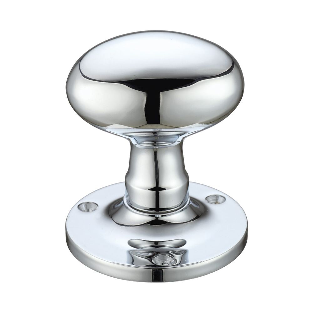 High quality image of the Fulton & Bray - Oval Mortice Knob Furniture 62.5mm Rose dia. - Polished Chrome | Sku. fb200cp | available to order from Trade Door Handles.