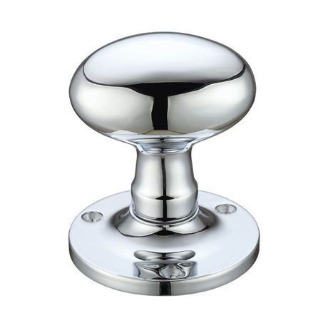 High quality image of the Fulton & Bray - Oval Mortice Knob Furniture 62.5mm Rose dia. - Polished Chrome | Sku. fb200cp | available to order from Trade Door Handles.