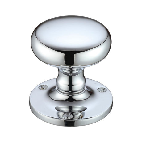 High quality image of the Fulton & Bray - Mushroom Mortice Knob Furniture 62.5mm Rose dia. - Polished Chrome | Sku. fb201cp | available to order from Trade Door Handles.