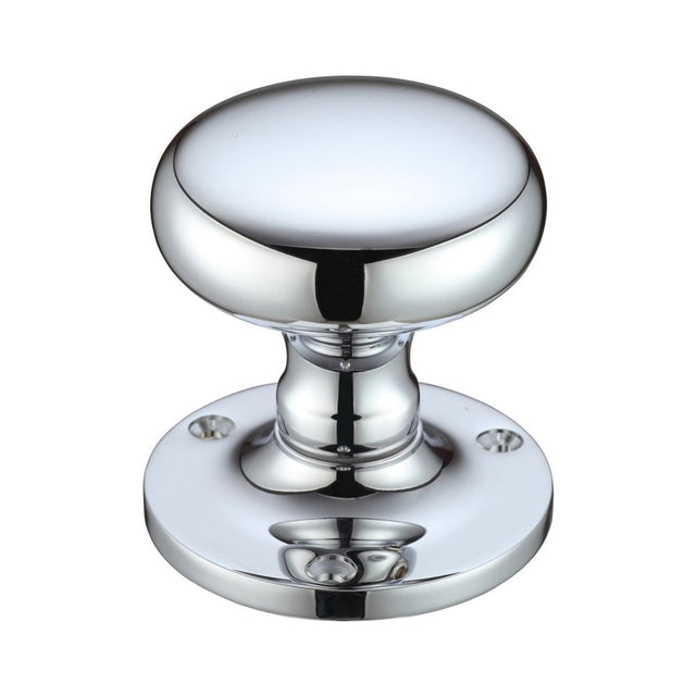 High quality image of the Fulton & Bray - Mushroom Mortice Knob Furniture 62.5mm Rose dia. - Polished Chrome | Sku. fb201cp | available to order from Trade Door Handles.