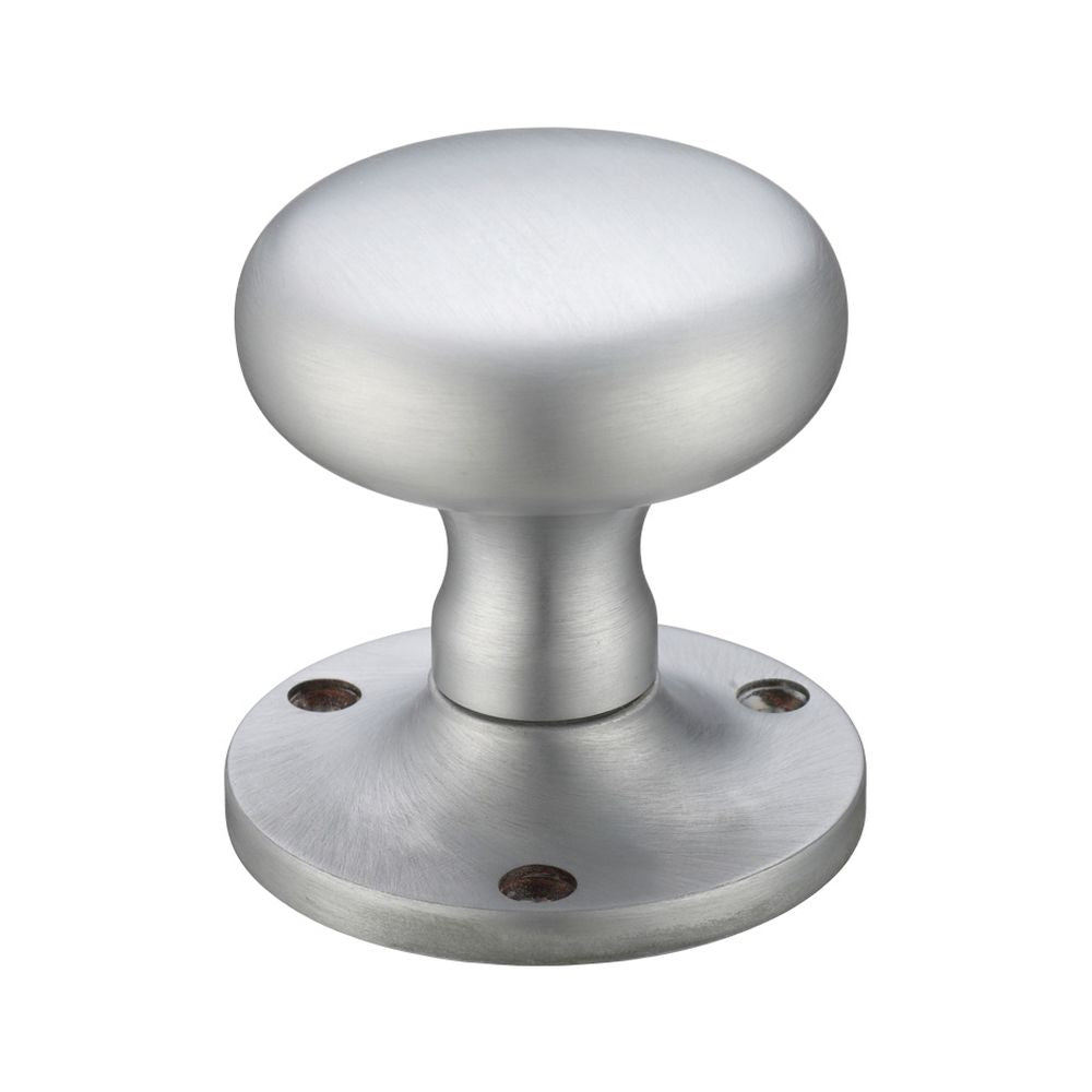 High quality image of the Fulton & Bray - Mushroom Mortice Knob Furniture 62.5mm Rose dia. - Satin Chrome | Sku. fb201sc | available to order from Trade Door Handles.