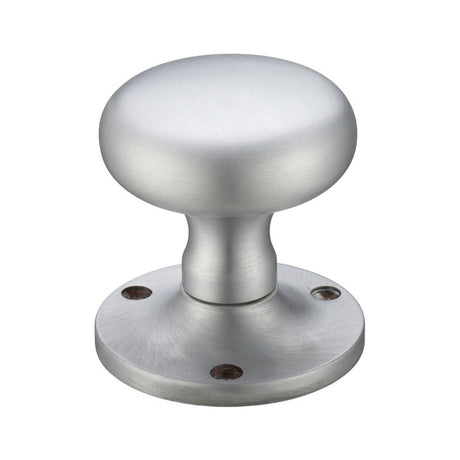 High quality image of the Fulton & Bray - Mushroom Mortice Knob Furniture 62.5mm Rose dia. - Satin Chrome | Sku. fb201sc | available to order from Trade Door Handles.