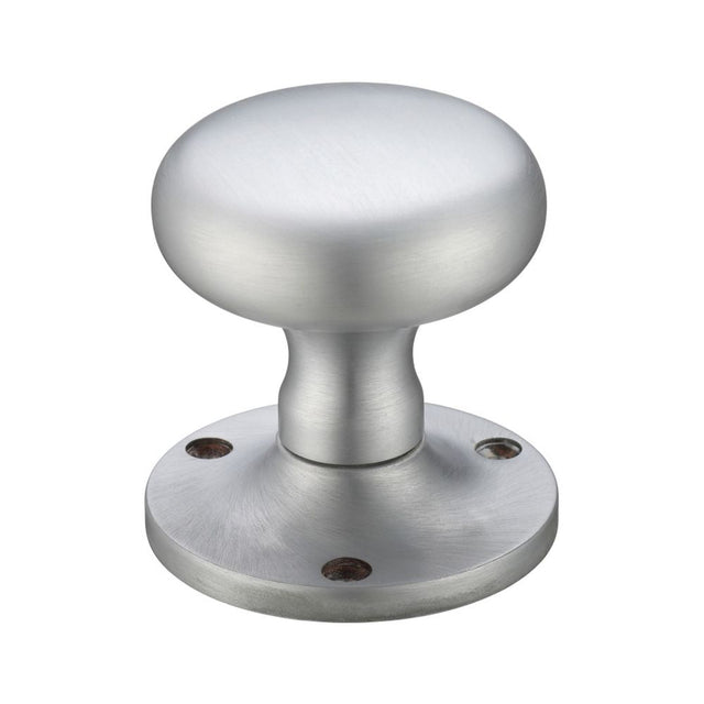 High quality image of the Fulton & Bray - Mushroom Mortice Knob Furniture 62.5mm Rose dia. - Satin Chrome | Sku. fb201sc | available to order from Trade Door Handles.