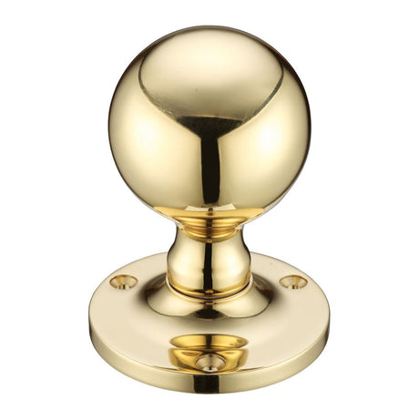 High quality image of the Fulton & Bray - Ball Mortice Knob Furniture 62.5mm Rose dia. - Polished Brass | Sku. fb202 | available to order from Trade Door Handles.