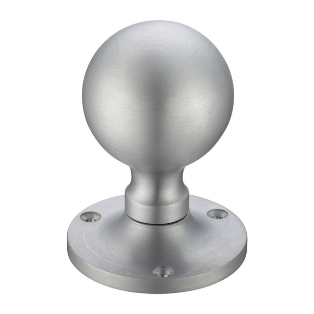 High quality image of the Fulton & Bray - Ball Mortice Knob Furniture 62.5mm Rose dia. - Satin Chrome | Sku. fb202sc | available to order from Trade Door Handles.