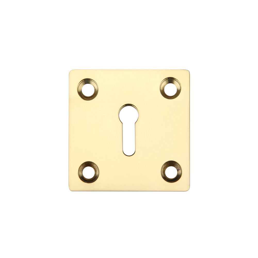 High quality image of the Fulton & Bray - Square Standard Profile Escutcheon 50mm - Polished Brass | Sku. fb26 | available to order from Trade Door Handles.