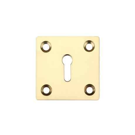 High quality image of the Fulton & Bray - Square Standard Profile Escutcheon 50mm - Polished Brass | Sku. fb26 | available to order from Trade Door Handles.