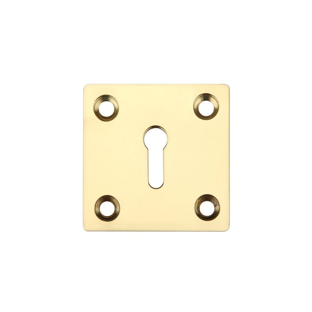 High quality image of the Fulton & Bray - Square Standard Profile Escutcheon 50mm - Polished Brass | Sku. fb26 | available to order from Trade Door Handles.