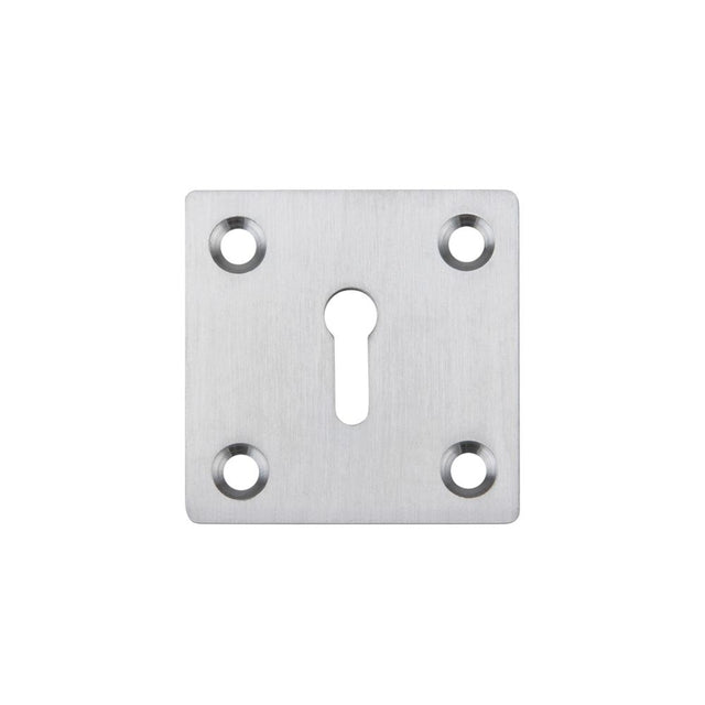 High quality image of the Fulton & Bray - Square Standard Profile Escutcheon 50mm - Satin Chrome | Sku. fb26sc | available to order from Trade Door Handles.