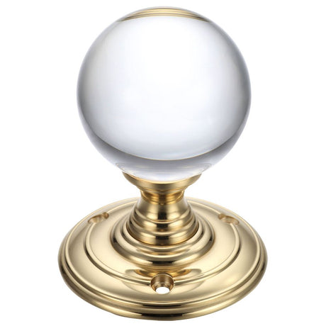 High quality image of the Fulton & Bray - Glass Ball Mortice Knob - Plain 55mm - Polished Brass | Sku. fb300 | available to order from Trade Door Handles.
