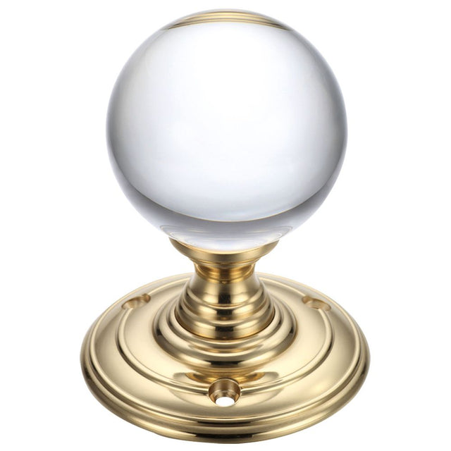 High quality image of the Fulton & Bray - Glass Ball Mortice Knob - Plain 55mm - Polished Brass | Sku. fb300 | available to order from Trade Door Handles.