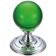 High quality image of the Fulton & Bray - Glass Ball Mortice Knob - Plain Green 55mm - Polished Chrome | Sku. fb300cpg | available to order from Trade Door Handles.